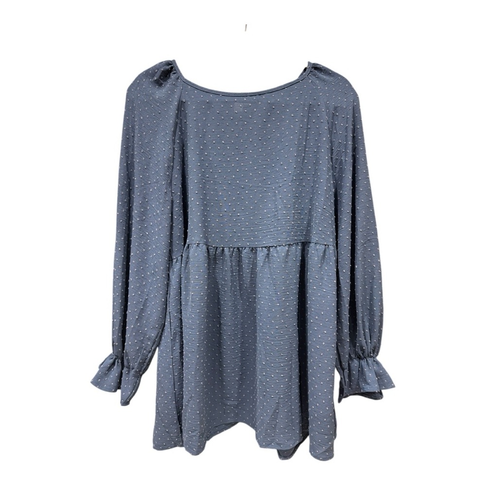 EXLURA Long Sleeve Swiss Dot Babydoll Blouse XXL NWT